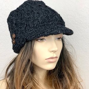 Women’s Winter Brim Hat Newsboy Cap Charcoal Gray Color